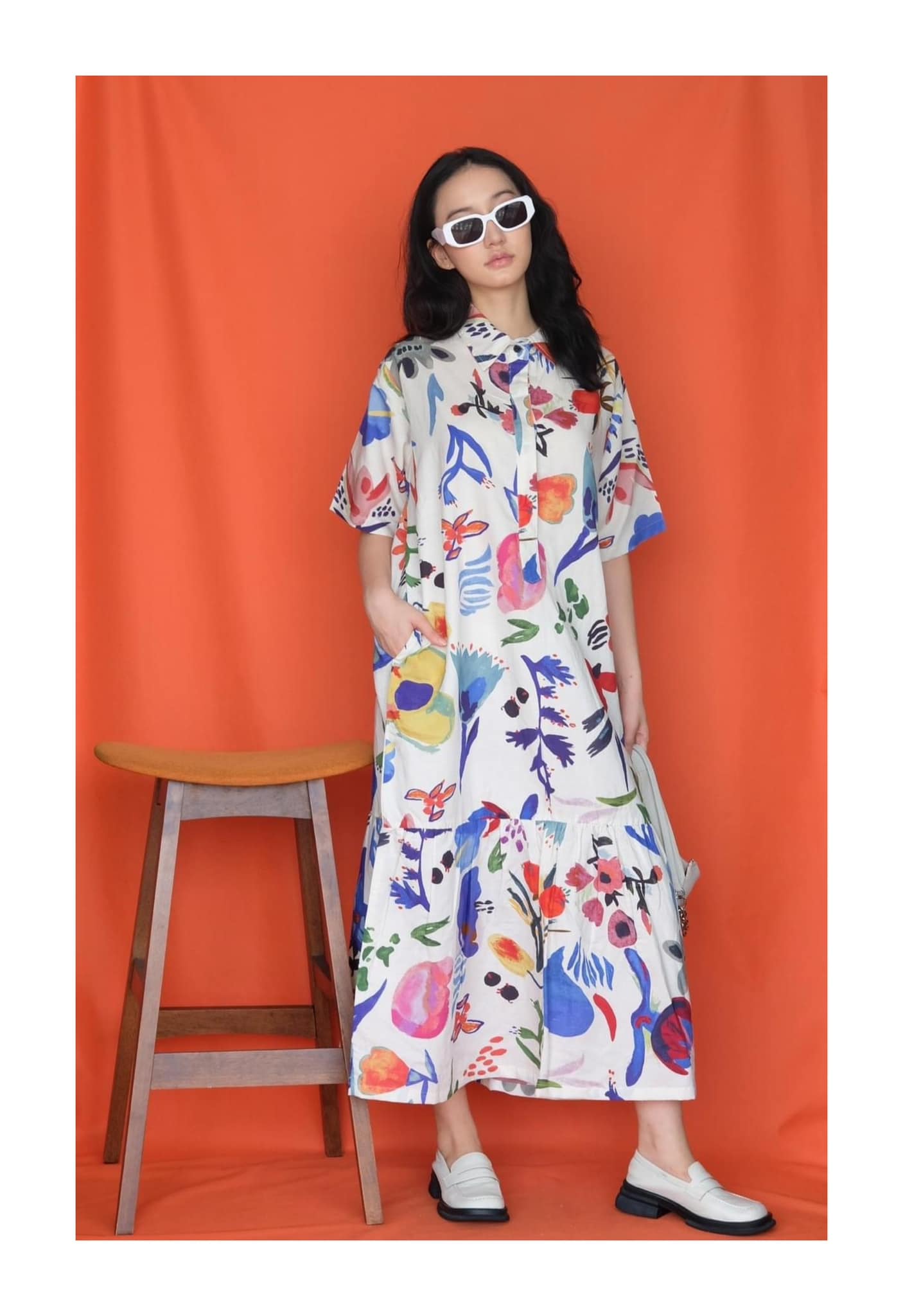 Vestito in Lino chemisier a Maniche Corte con Stampa Floreale – Elegante e Traspirante per l’Estate - Dolce Follia